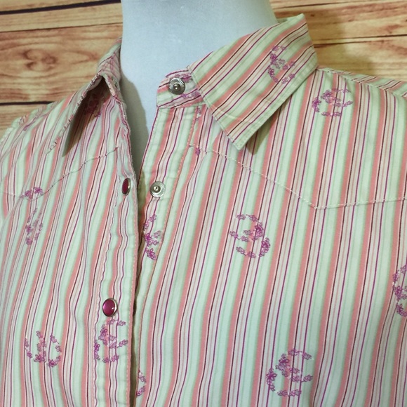 Vintage Tops - 🔴4/$20 Vintage Western Wrangler Pink Snap Blouse